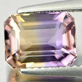 Natural Bi Color Ametrine 2.34 Ct VVS Octagon Shape 8.7 x 6.5 Mm. Gemstone From Bolivia (1 of 3)