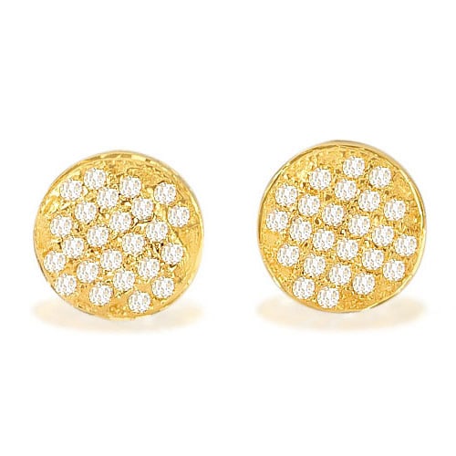 Natural Loose Diamond 10K Yellow Gold Earring Jewelry Size 14.1 x 7.3 Mm. (1 of 3)