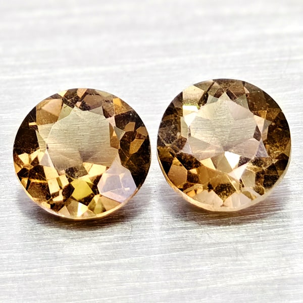 Natural Smokey Quartz 1.42 Ct. 2 Pcs. Round Shape 6 Mm. Unheated Gemstones From Brazil (1 of 3)