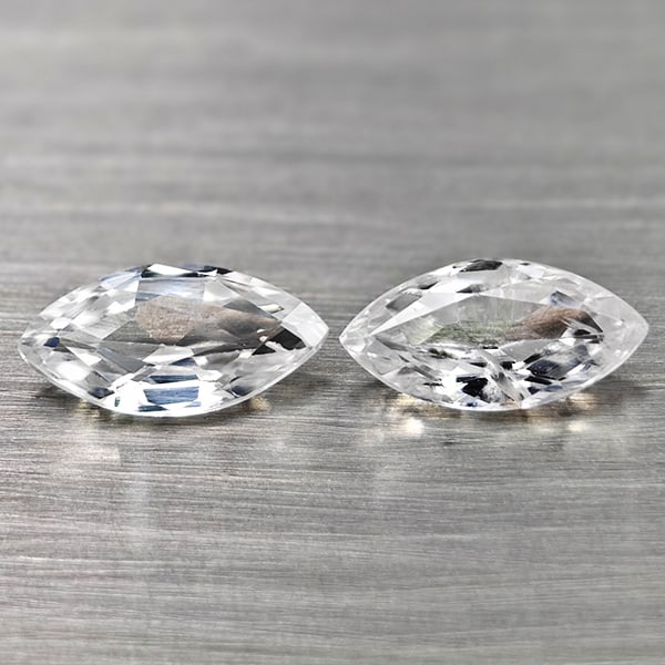 Natural White Zircon 1.46 Ct. 2 Pcs. Marquise Shape 7.9 x 4.1 Mm Gemstones From Cambodia: Product ID: 807742943 Product Name: Natural Zircon Weight: 1.46 CT. Size: 7.9 x 4.1 x 2.3 MM. Shape: Marquise Color: White Clarity:VSI Luster: Good Gems Origin: Cambodia Treatment: Heated Crystal Stru