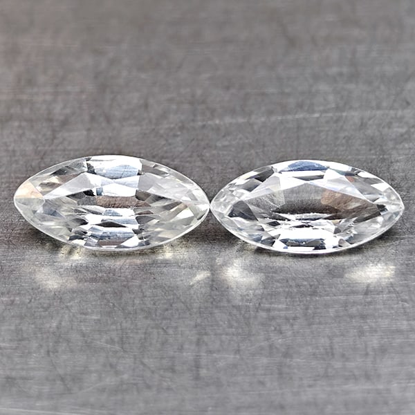 Natural White Zircon 1.85 Ct. 2 Pcs Marquise Shape 8.1 x 4.1 Mm Gemstones From Cambodia: Product ID: 807742894 Product Name: Natural Zircon Weight: 1.85 CT. Size: 8.3 x 4.1 x 3.1 MM. Shape: Marquise Color: White Clarity:VSI Luster: Very Good Gems Origin: Cambodia Treatment: Heated Crystal