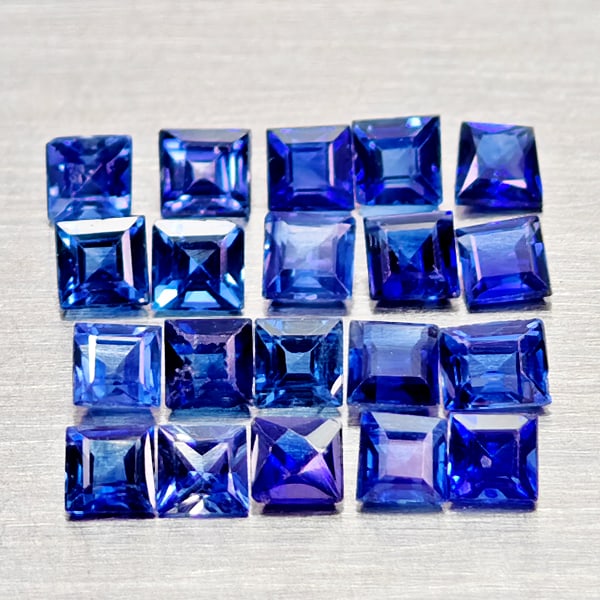 Natural Blue Sapphire 1.27 Ct. 20 Pcs. Square Shape 2 Mm. Gemstones From Madagascar: Product ID: 806012086 Product Name: Natural Blue Sapphire Weight: 1.27 CT. Size: 2 x 2 x 1.5 MM. Shape: Square Color: Blue Clarity:VSI - SI1 Luster: Good Gems Origin: Madagascar Treatment: Heated Crys