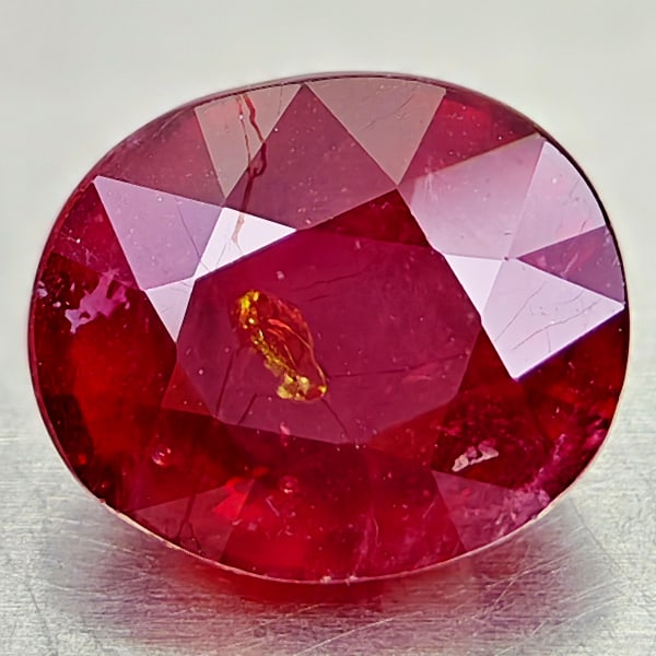 Natural Red Ruby 4.41 Ct. Oval Shape 9.4 x 8 Mm Gemstone From Madagascar: Product ID: 805935170 Product Name: Natural Ruby Weight: 4.41 CT. Size: 9.4 x 8 x 6.2 MM. Shape: Oval Color: Red Clarity:SI Luster: Good Gems Origin: Madagascar Treatment: Heated (Lead-glass filling)