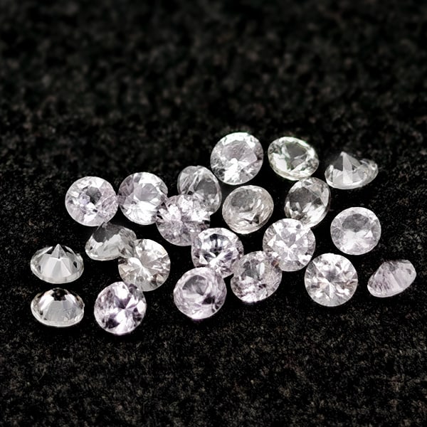 Natural White Sapphire 0.75 Ct. 21 Pcs Round Diamond Cut 1.9 Mm Gemstones From Sri - Lanka: Product ID: 806162368 Product Name: Natural White Sapphire Weight: 0.75 CT. Size: 1.9 x 1.9 x 1.4 MM. Shape: Round Diamond Cut Color: White Clarity:VSI Luster: Good Gems Origin: Sri - Lanka Treatment: