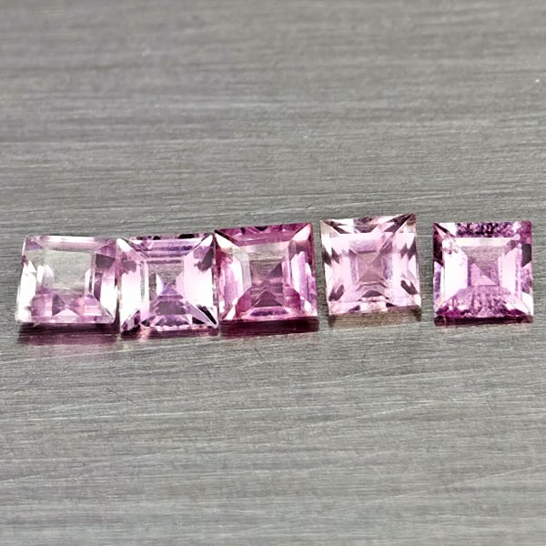 Natural Pink Sapphire 0.71 Ct. 5 Pcs. Square Shape 2.7 Mm. Gemstones From Madagascar (1 of 3)