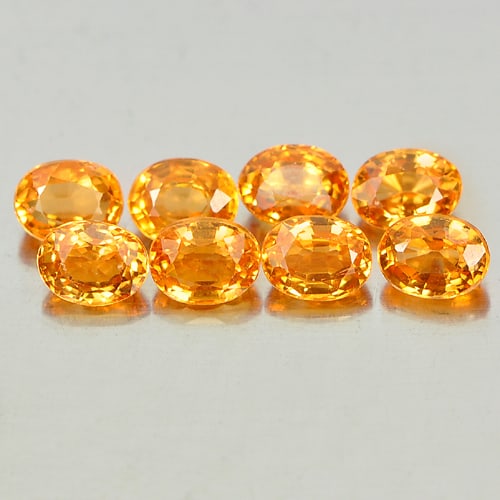 Natural Orange Spessartine Garnet 2.34 Ct. 8 Pcs. Oval Shape 4 x 3.1 Mm. Unheated Gemstone: Product ID: 802935204 Product Name: Natural Spessartine Weight: 2.34 CT. Size: 4 x 3.1 x 2.2 MM. Shape: Oval Color: Orange Clarity:VSI Luster: Very Good Gems Origin: Namibia Treatment: Unheated Crysta