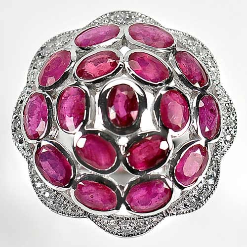 Natural Red Ruby 925 Sterling Silver Ring Jewelry 11.90 G. Size 7.5 (1 of 3)