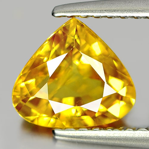 Natural Yellow Sapphire 1.69 Ct. Pear Shape 8 x 7.2 Mm. Gemstone From Thailand (1 of 3)