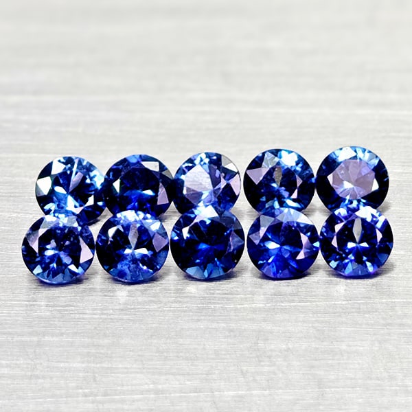 Natural Diffusion Blue Ceylon Sapphire 1.02 Ct. 10 Pcs Round Diamond Cut 2.9 Mm Gemstones From Sri - (1 of 3)