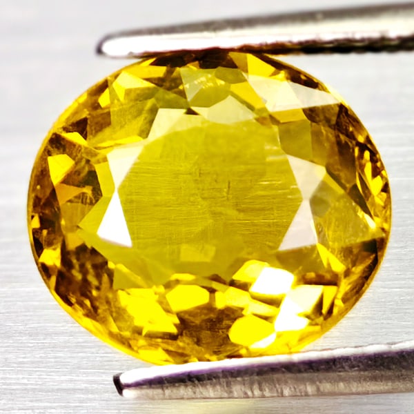 Natural Yellow Citrine 2.59 Ct. Oval Shape 9.7 x 8.7 Mm Gemstone From Brazil: Product ID: 801815121 Product Name: Natural Citrine Weight: 2.59 CT. Size: 9.7 x 8.7 x 5.2 MM. Shape: Oval Color: Yellow Clarity:VSI Luster: Good Gems Origin: Brazil Treatment: Unheated Crystal Struct