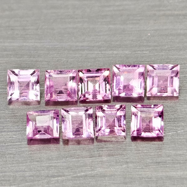 Natural Pink Sapphire 0.75 Ct. 9 Pcs Square Shape Gemstones From Madagascar (1 of 3)