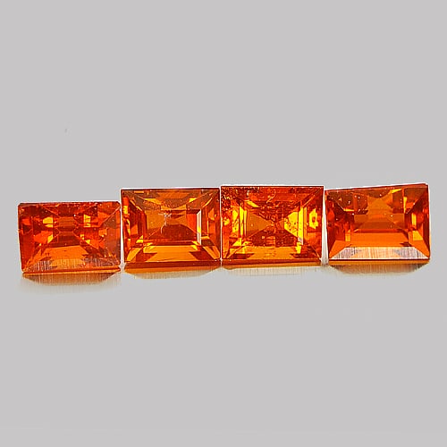 Natural Reddish Orange Spessartine Garnet 1.53 Ct. Baguette Shape 4.4 x 3.3 Mm Gemstone from Nigeria (1 of 3)