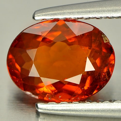 Natural Orange Spessartine Garnet 1.38 Ct. Oval Shape 7.7 x 5.9 Mm. Gemstone From Nigeria: Product ID: 802918791 Product Name: Natural Spessartine Weight: 1.38 CT. Size: 7.7 x 5.9 x 3.1 MM. Shape: Oval Color: Orange Clarity:SI Luster: Good Gems Origin: Nigeria Treatment: Unheated Crystal St