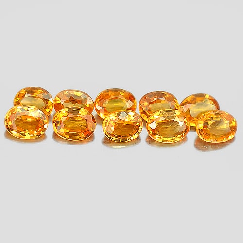 Natural Unheated Orange Spessartine Garnet 2.42 Ct. 10 Pcs. VS Oval Shape 4 x 3 Mm. Gemstone From: Product ID: 802935256 / Product Name: Natural Spessartine / Weight: 2.42 CT. / Size: 4 x 3 x 2 MM. / Shape: Oval / Color: Orange / Clarity:VS / Luster: Very Good / Gems Origin: Namibia / Treatment: Un