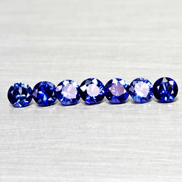 Natural Diffusion Blue Ceylon Sapphire 1.01 Ct. 7 Pcs Round Diamond Cut 3.2 Mm Gemstones From Sri - (1 of 3)