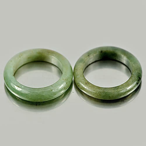 Natural Green Jade Rings 22.00 Ct. 2 Pcs. Size 5.5 Gemstones (1 of 3)