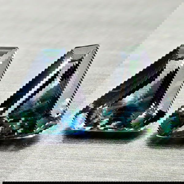 Natural Blue Green Sapphire 0.97 Ct. 2 Pcs. Fancy Shape 5.2 x 5.4 Mm. Gemstones From Thailand (1 of 3)