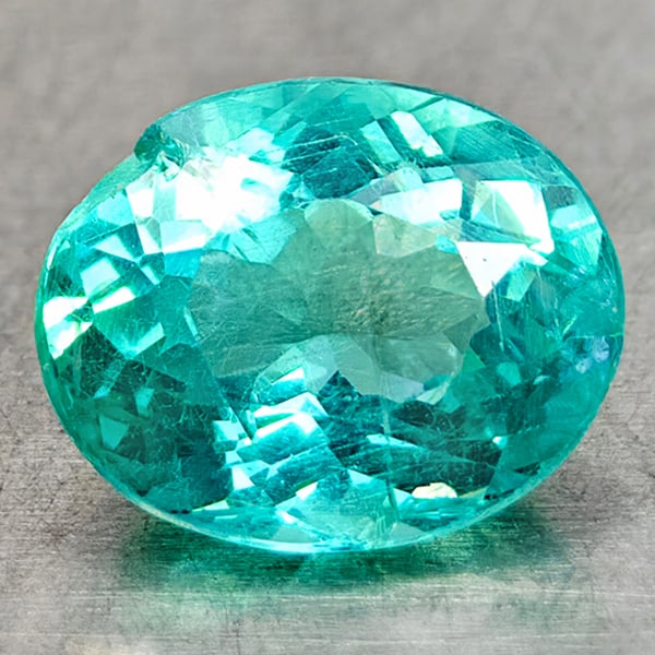 Natural Paraiba Color Neon Blue Apatite 1.17 Ct. Oval Shape 7.4 x 6 Mm Gemstone From Tanzania (1 of 3)