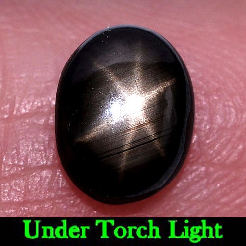 Natural Black Star Sapphire 6 Rays 1.65 Ct. Oval Cabochon Shape Gemstone: Product ID: 806153880 Product Name: Natural Star Sapphire Weight: 1.65 CT. Size: 7.8 x 6 x 3 MM. Shape: Oval Cabochon Color: Black Clarity:Opaque Luster: Good 6 Rays Star Gems Origin: Thailand Treatme