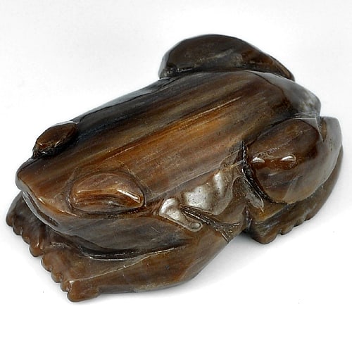 Natural Brown Petrified Wood 451.48 Ct. Frog Carving Size 50 x 34 Mm Gemstone From Thailand (1 of 3)