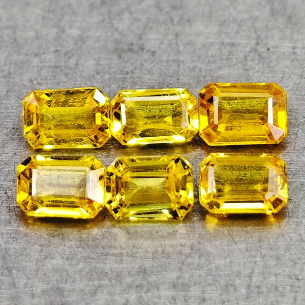 Natural Yellow Ceylon Sapphire 0.75 Ct. 6 Pcs Octagon Shape 3.3 x 2.4 Mm Gemstones From Sri - Lanka: Product ID: 806162027 Product Name: Natural Yellow Sapphire Weight: 0.75 CT. Size: 3.3 x 2.4 x 1.5 MM. Shape: Octagon Color: Yellow Clarity:VSI Luster: Very Good Gems Origin: Sri - Lanka Treatment: He