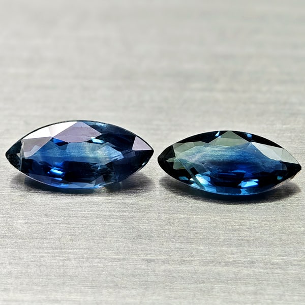 Natural Blue Sapphire 0.74 Ct. 2 Pcs. Marquise Shape 7 x 3.3 Mm. Gemstones From Thailand: Product ID: 806012139 Product Name: Natural Blue Sapphire Weight: 0.74 CT. Size: 7 x 3.3 x 1.6 MM. Shape: Marquise Shape Color: Blue Clarity:VSI Luster: Good Gems Origin: Thailand Treatment: Heated Cr