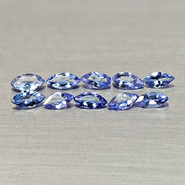 Natural Violetish Blue Tanzanite 1.14 Ct. 10 Pcs Marquise Shape 5.1 x 2.4 Mm Gemstones From Tanzania: Product ID: 807015018 Product Name: Natural Tanzanite Weight: 1.14 CT. Size: 5.1 x 2.4 x 1.3 MM. Shape: Marquise Shape Color: Violetish Blue Clarity:VSI Luster: Good Gems Origin: Tanzania Treatment: U