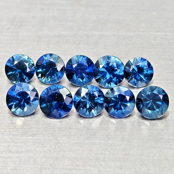 Natural Blue Sapphire 1.64 Ct. 10 Pcs. Round Diamond Cut 3.4 Mm. Gemstones From Madagascar (1 of 3)
