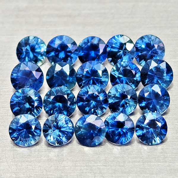 Natural Blue Sapphire 1.92 Ct. 20 Pcs Round Diamond Cut 2.7 Mm Gemstones From Madagascar: Product ID: 806012157 Product Name: Natural Blue Sapphire Weight: 1.92 CT. Size: 2.7 x 2.7 x 1.7 MM. Shape: Round Diamond Cut Color: Blue Clarity:VSI Luster: Good Gems Origin: Madagascar Treatment: He