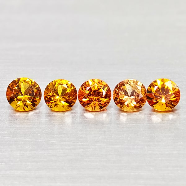 Natural Orange Songea Sapphire 0.84 Ct. 5 Pcs. Round Diamond Cut 3.3 Mm. Gemstones From Tanzania: Product ID: 806162433 Product Name: Natural Orange Sapphire Weight: 0.84 CT. Size: 3.3 x 3.3 x 2 MM. Shape: Round Diamond Cut Color: Orange Clarity:VSI Luster: Good Gems Origin: Tanzania Treatment: He