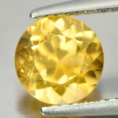 Natural Yellow Citrine 1.30 Ct. Round Shape 7.2 Mm. Gemstone From Brazil: Product ID: 801811514 Product Name: Natural Citrine Weight: 1.30 CT. Size: 7.2 x 7.2 x 4.9 MM. Shape: Round Color: Yellow Clarity:VSI Luster: Good Gems Origin: Brazil Treatment: Unheated Crystal Struc