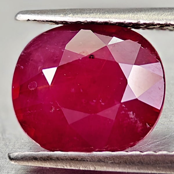 Natural Red Ruby 3.23 Ct. Oval Shape 9.3 x 8.2 Mm Gemstone From Madagascar: Product ID: 805935112 Product Name: Natural Ruby Weight: 3.23 CT. Size: 9.3 x 8.2 x 4 MM. Shape: Oval Color: Red Clarity:SI Luster: Good Gems Origin: Madagascar Treatment: Heated (Lead-glass filling)