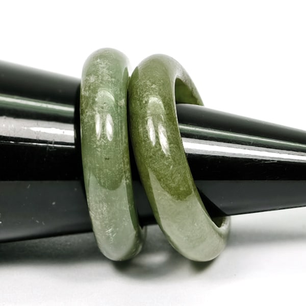 Natural Multi Color Jade 22.83 Ct. 2 Pcs Round Cabochon Rings Size 4.5 Gemstones From Burma (1 of 3)