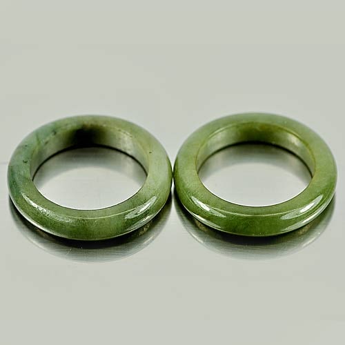 Natural Green Jade Rings 22.09 Ct. 2 Pcs. Gemstone Unheated Size 5.5: Product ID: 819810721 Product Name: Natural Jade Weight: 22.09 CT. Size: 22 x 4 MM. Shape: Round Color: Green Clarity:Opaque Luster: Good Gems Origin: Thailand Treatment: Unheated Crystal Structure: T