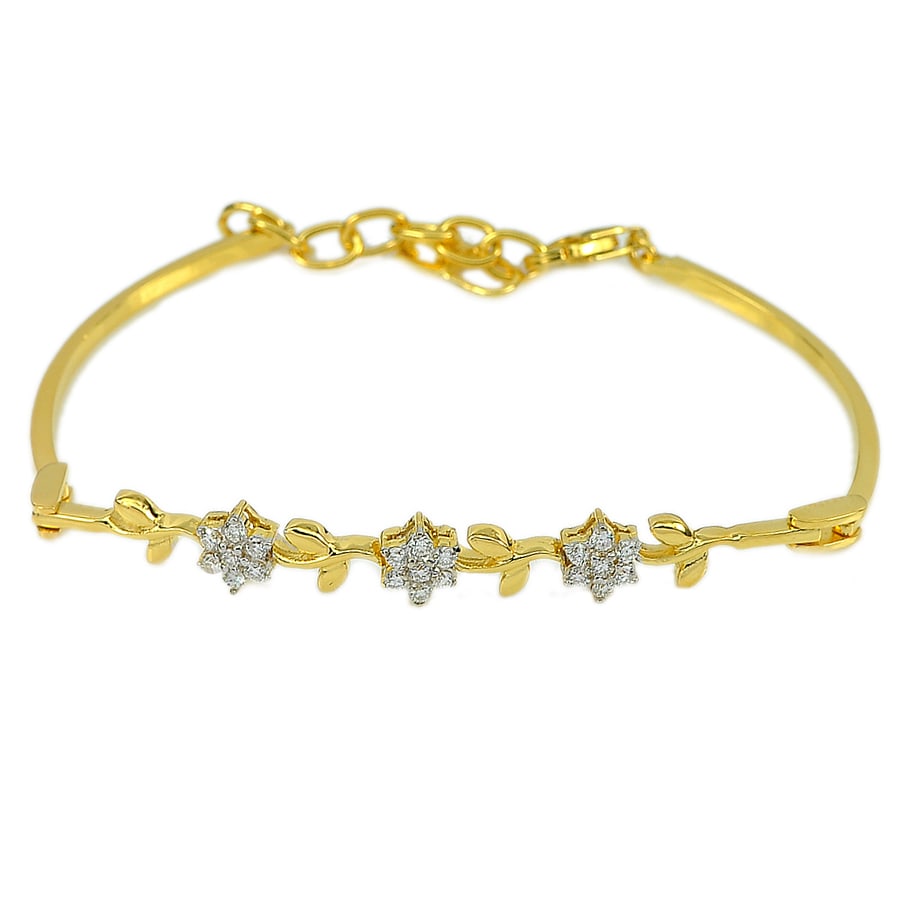 Natural White Diamond 0.38 Ct. 18k Yellow Gold Jewelry Bracelet Length 6 Inch. (1 of 3)