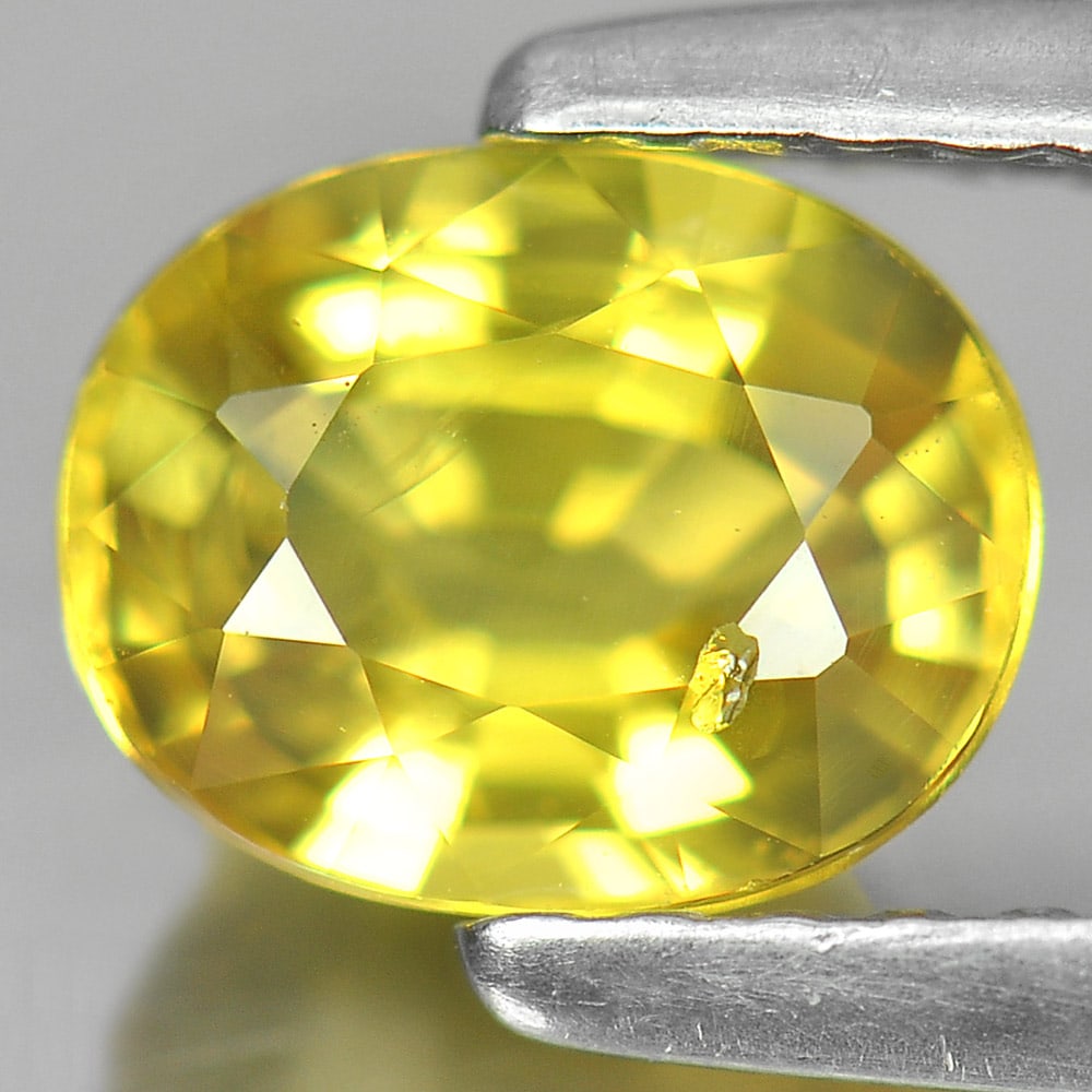 Natural Yellow Sapphire 1.15 Ct. Oval Shape 6.7 x 5.3 Mm. Gemstone From Thailand: Product ID: 806138855 Product Name: Natural Yellow Sapphire Weight: 1.15 CT. Size: 6.7 x 5.3 x 3.5 MM. Shape: Oval Color: Yellow Clarity:SI1 Luster: Very Good Gems Origin: Thailand Treatment: Heated C