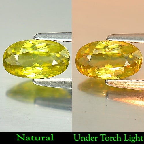 Multi Color Titanium Sphene With Rainbow Spark 1.36 Ct. Oval Shape 9.2 x 5.3 Mm Natural Gemstone (1 of 3)