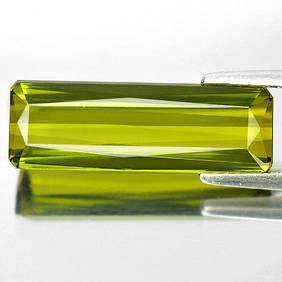 Natural Lime Green Tourmaline 7.47 Ct. Clean Octagon Shape 20 x 7 Mm. Unheated Gemstone From Nigeria (1 of 3)