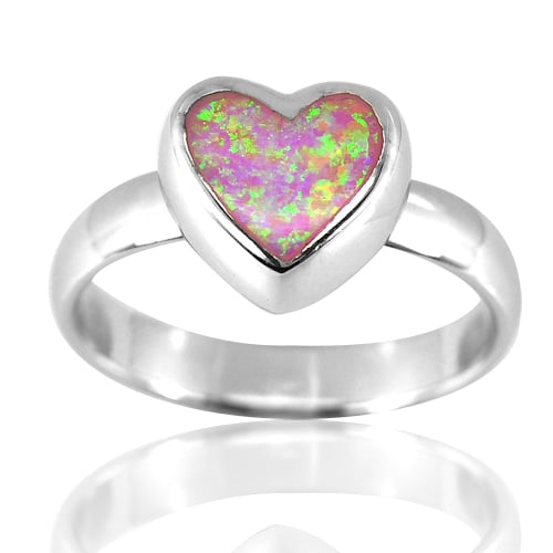 925 Sterling Silver Ring Jewelry with Multi Color Pink Created Opal Size 8 (1 of 3)