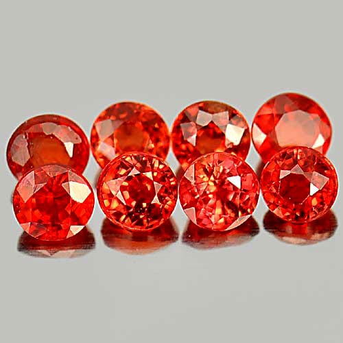 Natural Orangish Red Sapphire 1.33 Ct. 8 Pcs. Round Shape Size 2.9 Mm. Gemstones From Tanzania: Product ID: 806157565 Product Name: Natural Red Sapphire Weight: 1.33 CT. Size: 2.9 x 2.9 x 2 MM. Shape: Round Color: Orangish Red Clarity:VSI Luster: Very Good Gems Origin: Tanzania Treatment: Heated