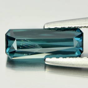 Natural Bluish Green Tourmaline 1.19 Ct. Octagon Shape 9.68 x 3.73 Mm Gemstone From Nigeria (1 of 4)