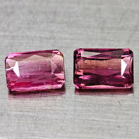 Natural Pink Tourmaline 1.21 Ct. 2 Pcs Octagon Shape 5.8 x 3.9 Mm Gemstones From Nigeria (1 of 3)