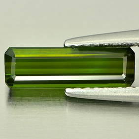 Natural Green Tourmaline 1.39 Ct. VVS Octagon Shape 11.8 x 3.8 Mm. Gemstone From Nigeria (1 of 3)