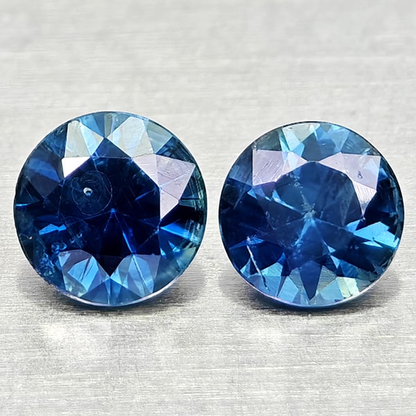 Natural Blue Sapphire 0.54 Ct. 2 Pcs Round Diamond Cut 3.8 Mm Gemstones From Madagascar (1 of 3)
