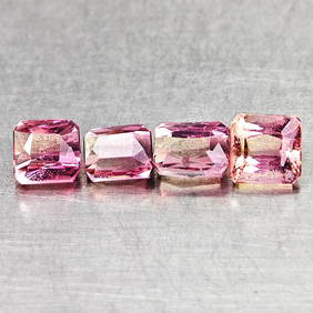 Natural Party Color Pink Tourmaline 2.41 Ct. 4 Pcs Octagon Shape 5 x 3.7 Mm Gemstones From Nigeria (1 of 3)