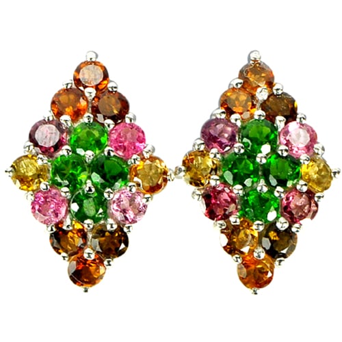 Natural Tourmaline 925 Sterling Silver Earrings Jewelry White Gold Plated 7.83 Grams (1 of 3)