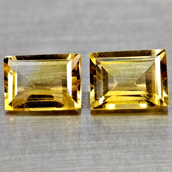 Natural Yellow Citrine 2.72 Ct. 2 Pcs Clean Baguette Shape 8 x 5.9 Mm Gemstones From Brazil: Product ID: 801815071 Product Name: Natural Citrine Weight: 2.72 CT. Size: 8 x 5.9 x 4 MM. Shape: Baguette Color: Yellow Clarity:VSI Luster: Good Gems Origin: Brazil Treatment: Unheated Crystal Struct