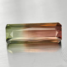 Natural Bi Color Tourmaline 4.46 Ct. Clean Octagon Shape 15.2 x 5.5 Mm. Unheated Gemstone From (1 of 3)