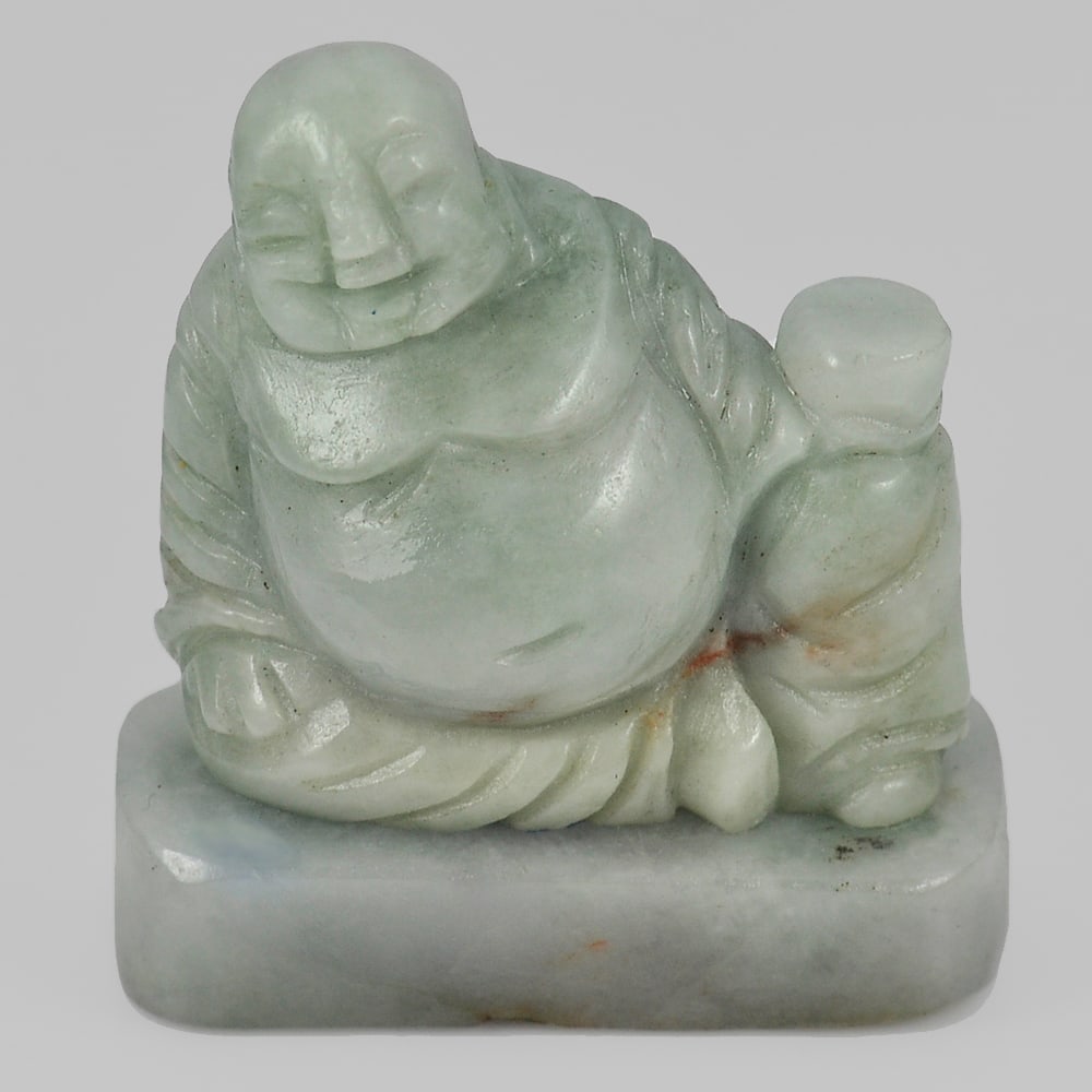 Natural Green Jade 305.47 Ct. Happy Smile Buddha Carving Size 44 x 51 x 17 Mm.: Product ID: 819814021 Product Name: Natural Jade Weight: 305.47 CT. Size: 44 x 51 x 17 MM. Shape: Buddha Carving Color: Green Clarity:Opaque Luster: Good Gems Origin: Myanmar Treatment: Unheated Cryst