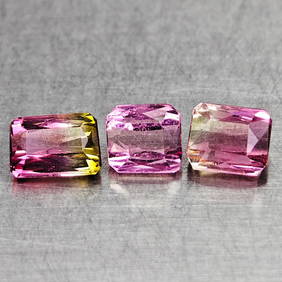 Natural Party Color Pink Tourmaline 1.50 Ct. 3 Pcs Octagon Shape 5.2 x 3.7 Mm Gemstones From Nigeria (1 of 3)